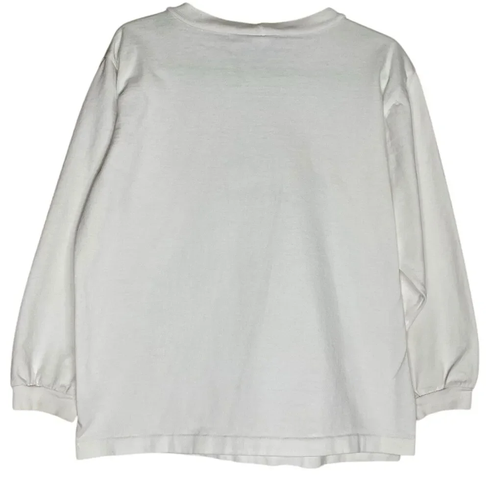 Vintage 90s OshKosh B'gosh Shirt Girls 5 White Top Flowers Long Sleeve USA Y2K